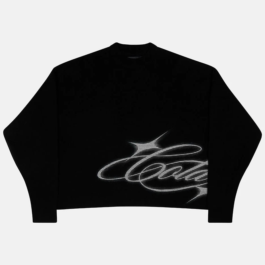 Sweater Cold Culture Sparkly Script Knit Black