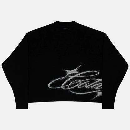 Sweater Cold Culture Sparkly Script Knit Black
