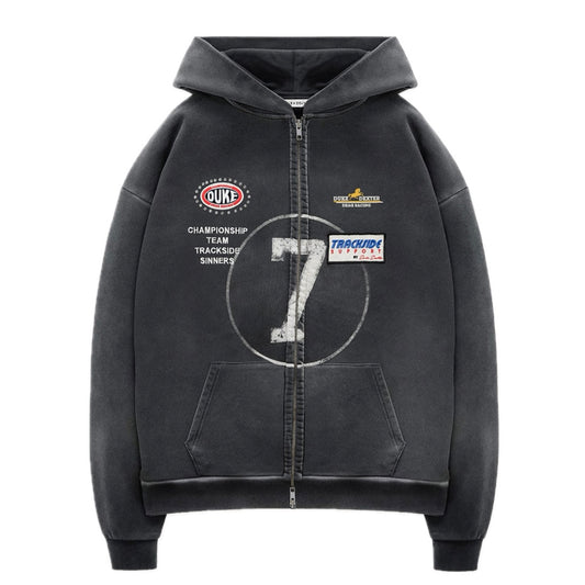 Poleron Duke + Dexter MC DR4 Eat Dirt Washed Black Zip Hoodie
