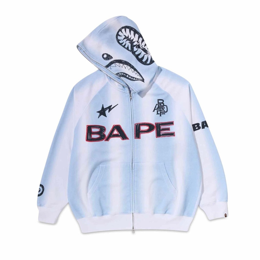 Poleron BAPE Hand Draw Football Shark Relaxed Full Zip White