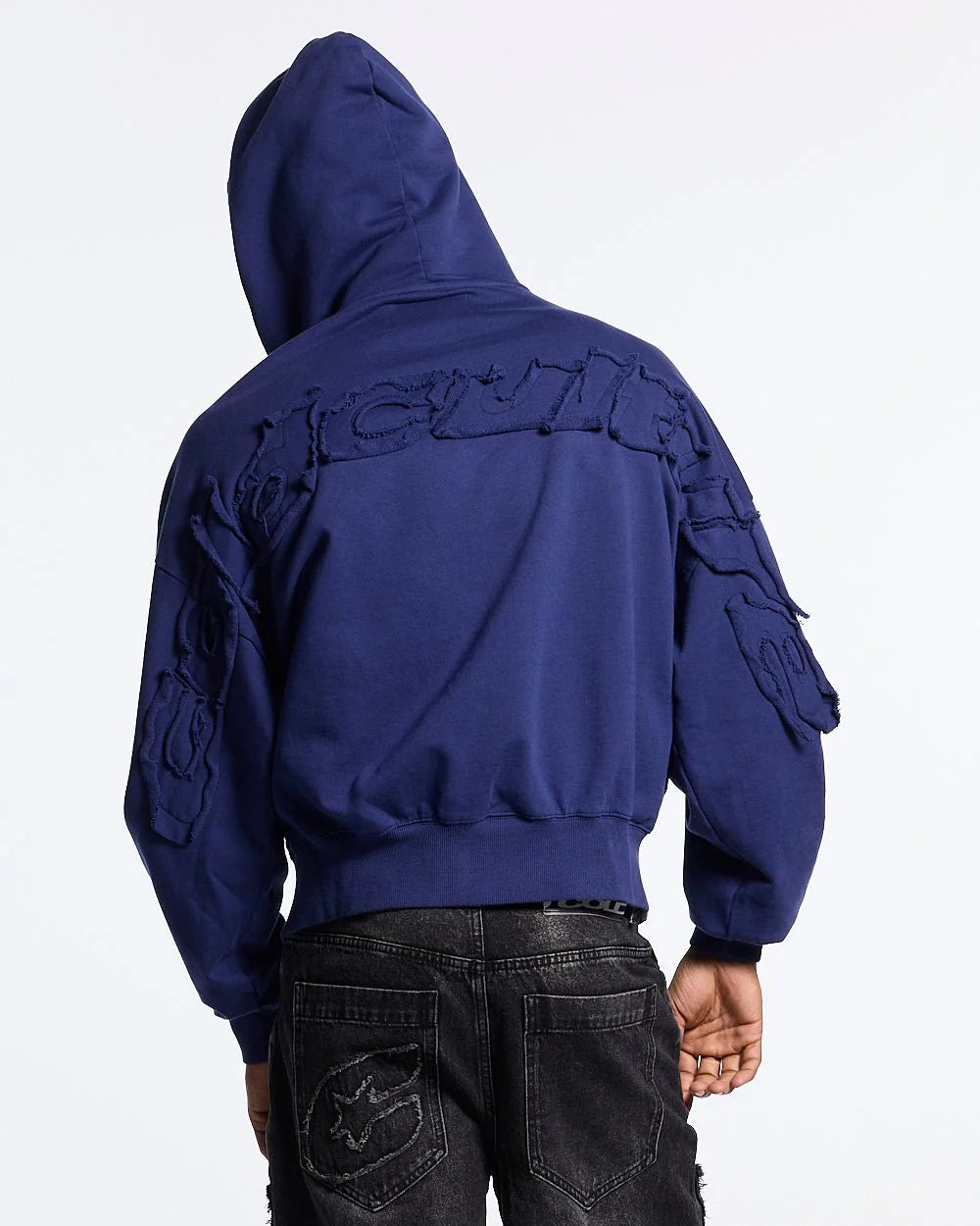 Poleron Cold Culture Distress Curved Zip Navy