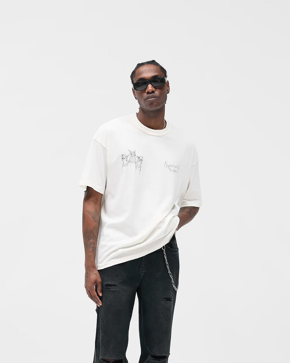 Polera Represent Hand Drawn Thoroughbred Flat White