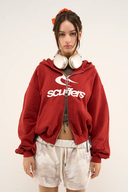 Poleron Scuffers Logo Red Zipped Hoodie