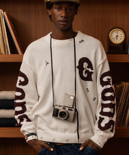 Sweater Fake Gods G Side Knitted White