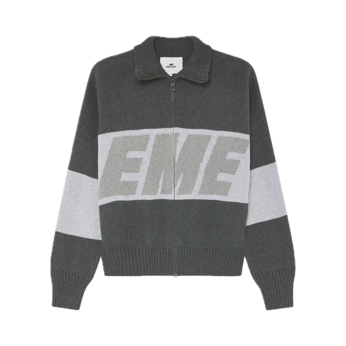 Sweater Eme Studios Thrill Grandpa Grey Zipper Knit