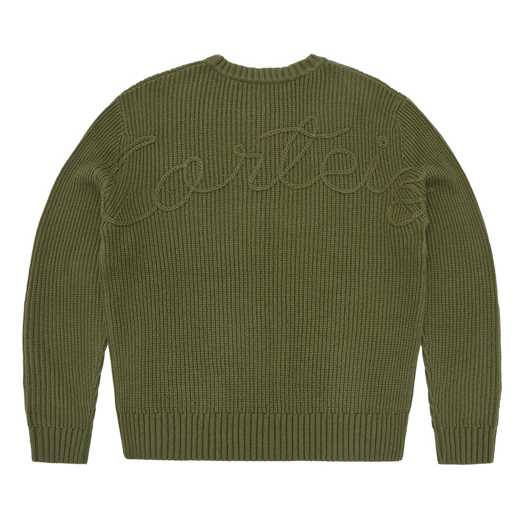 Sweater Corteiz Crochet Applique Knit Crew Khaki