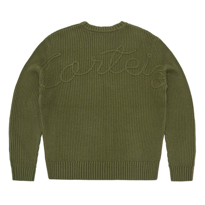 Sweater Corteiz Crochet Applique Knit Crew Khaki
