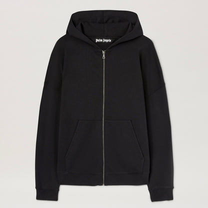 Poleron Palm Angels Curved Logo Zip Hoodie Black