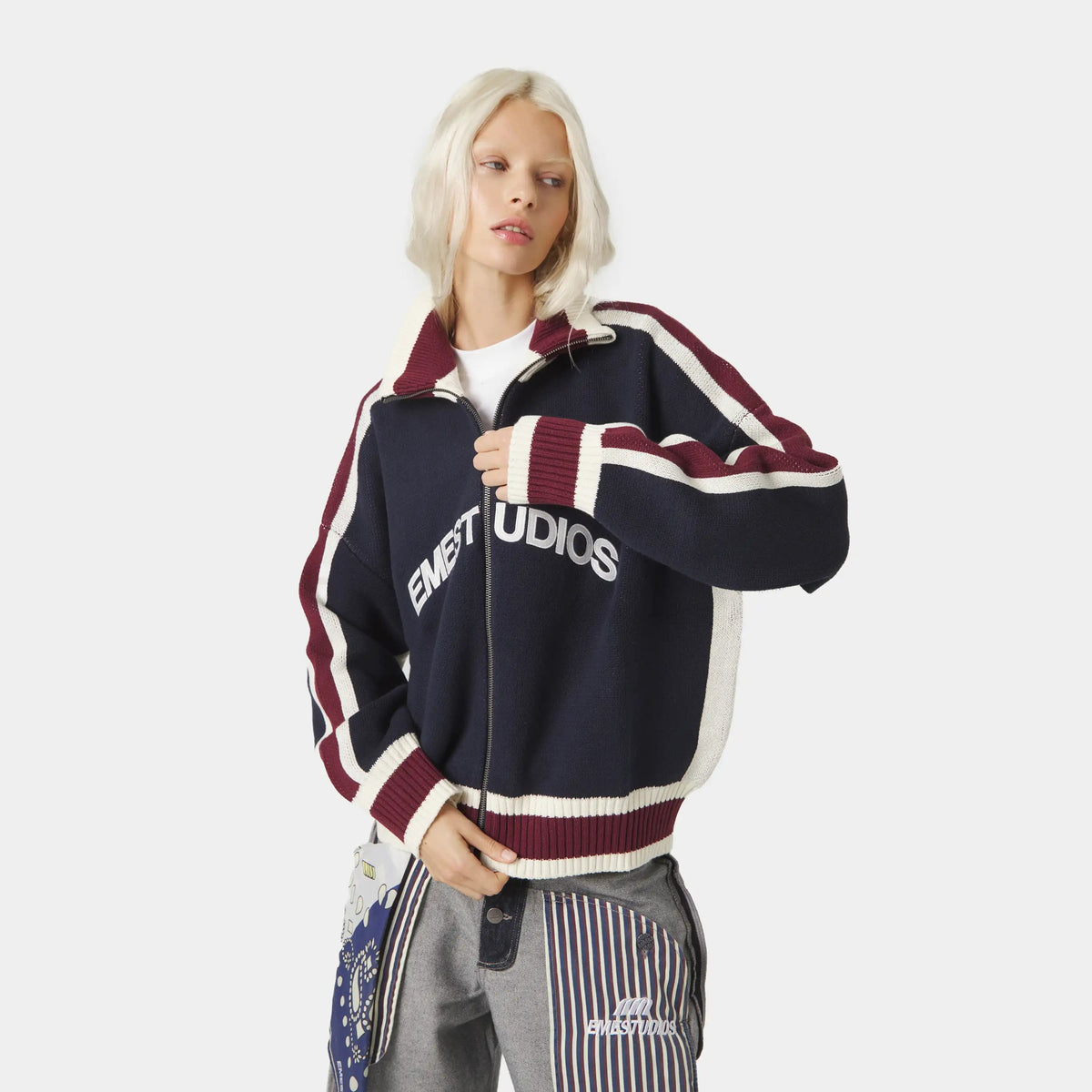 Sweater Eme Studios Echellor Navy Zipper Knit