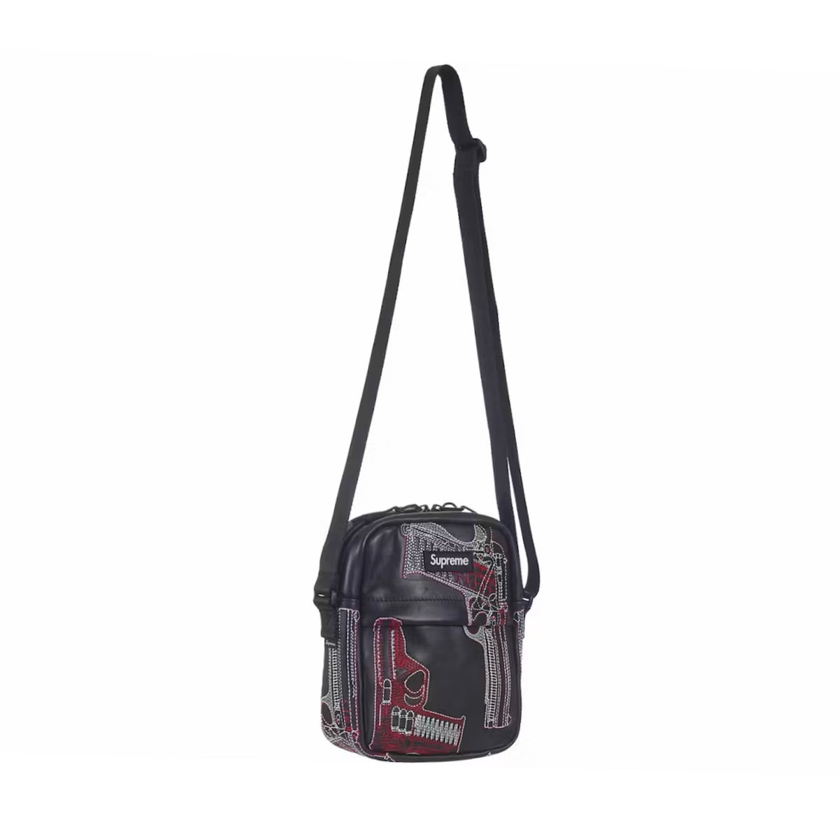 Shoulder Bag Supreme x Guns Embroidered Leather Black