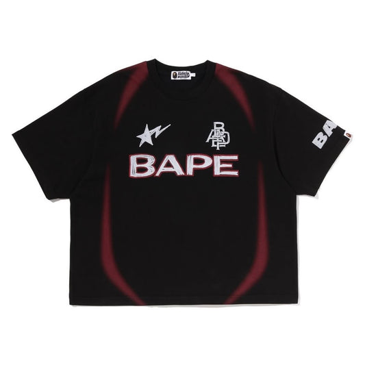 Polera BAPE Heavy Wash Hand Draw Football Relaxed Black