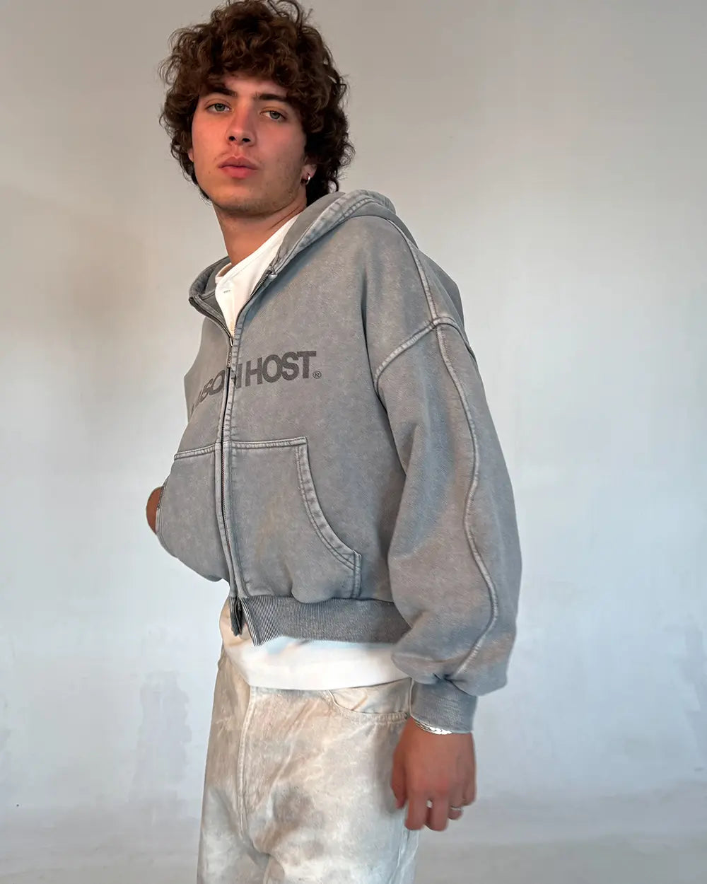 Poleron Maison Host Erode Wave Zipped Grey