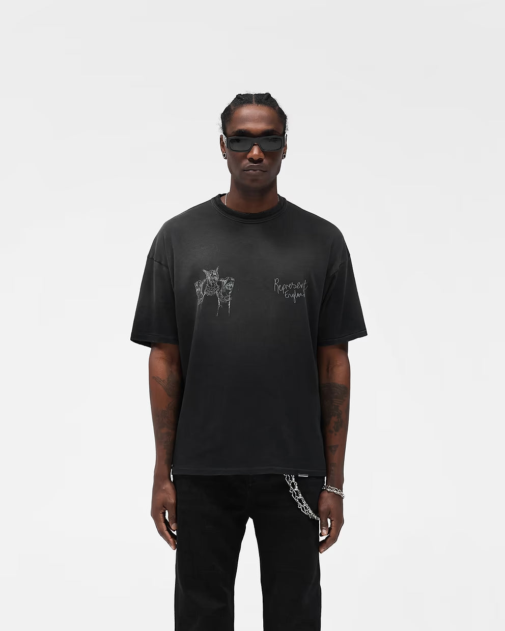 Polera Represent Hand Drawn Thoroughbred Aged Black