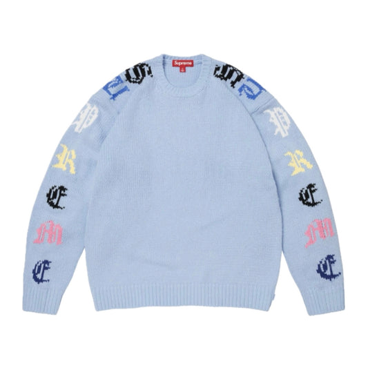 Sweater Supreme Old English Sleeves Light Blue