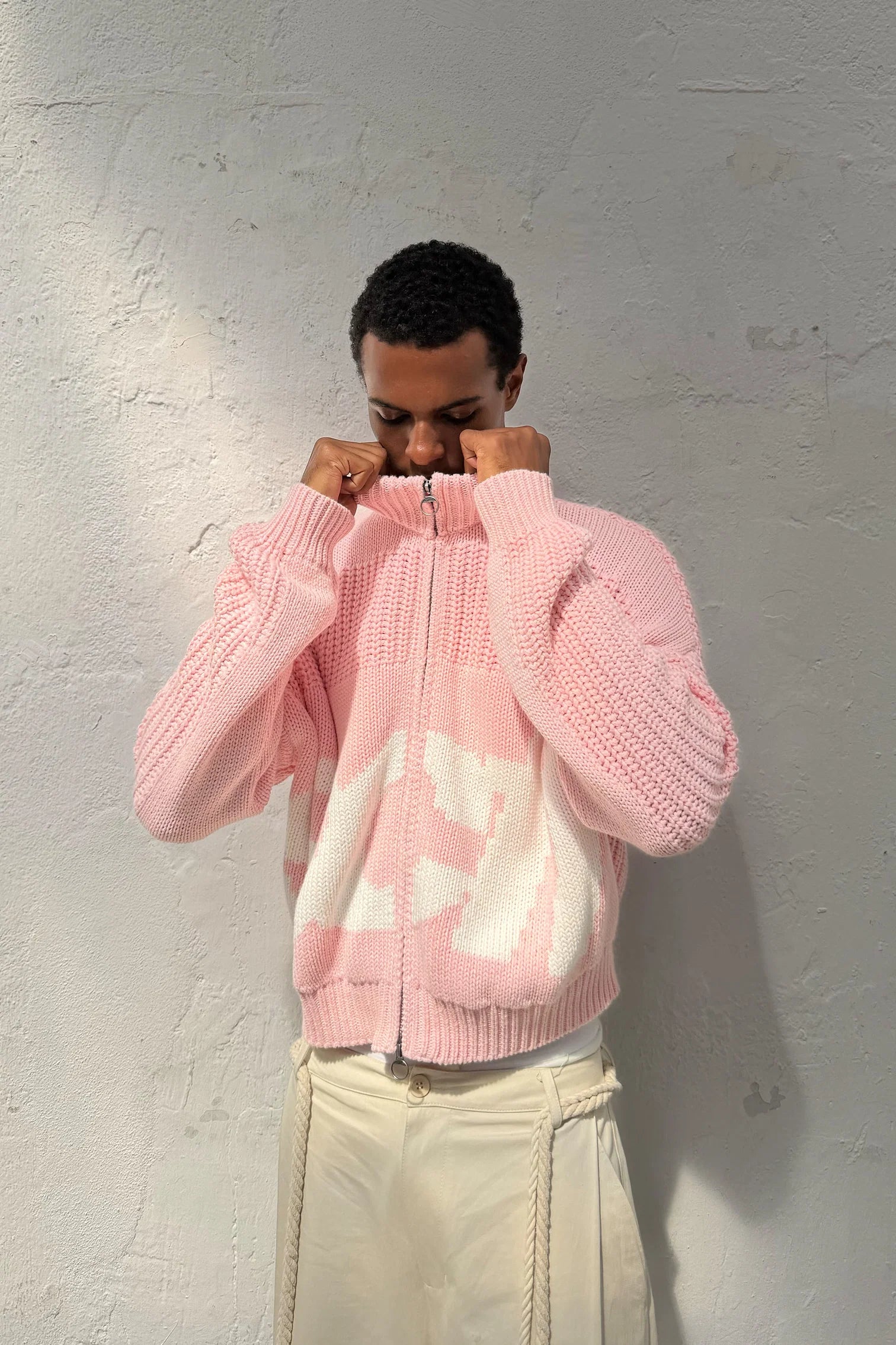 Sweater Scuffers SCFF Pink Knit Zipper