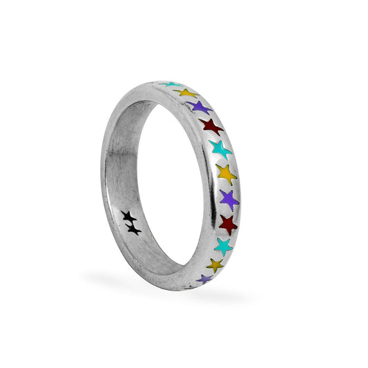 Anillo Twojeys Enameled Multicolor Starline Ring S