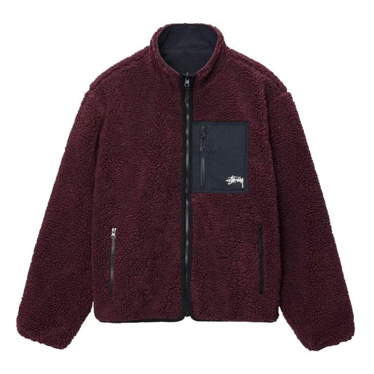 Stussy Sherpa Burgundy Reversible Jacket