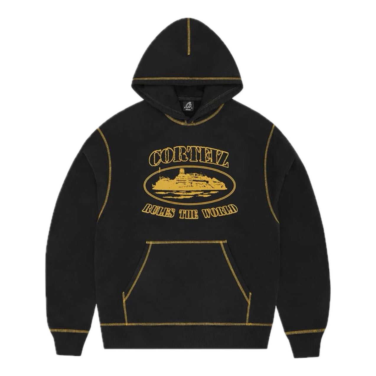 Poleron Corteiz RTW Alcatraz Contrast Black/Yellow Hoodie