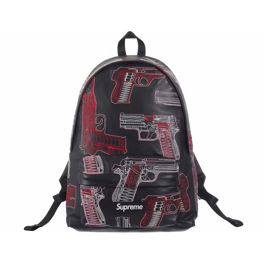 Mochila Supreme Guns Embroidered Leather Black