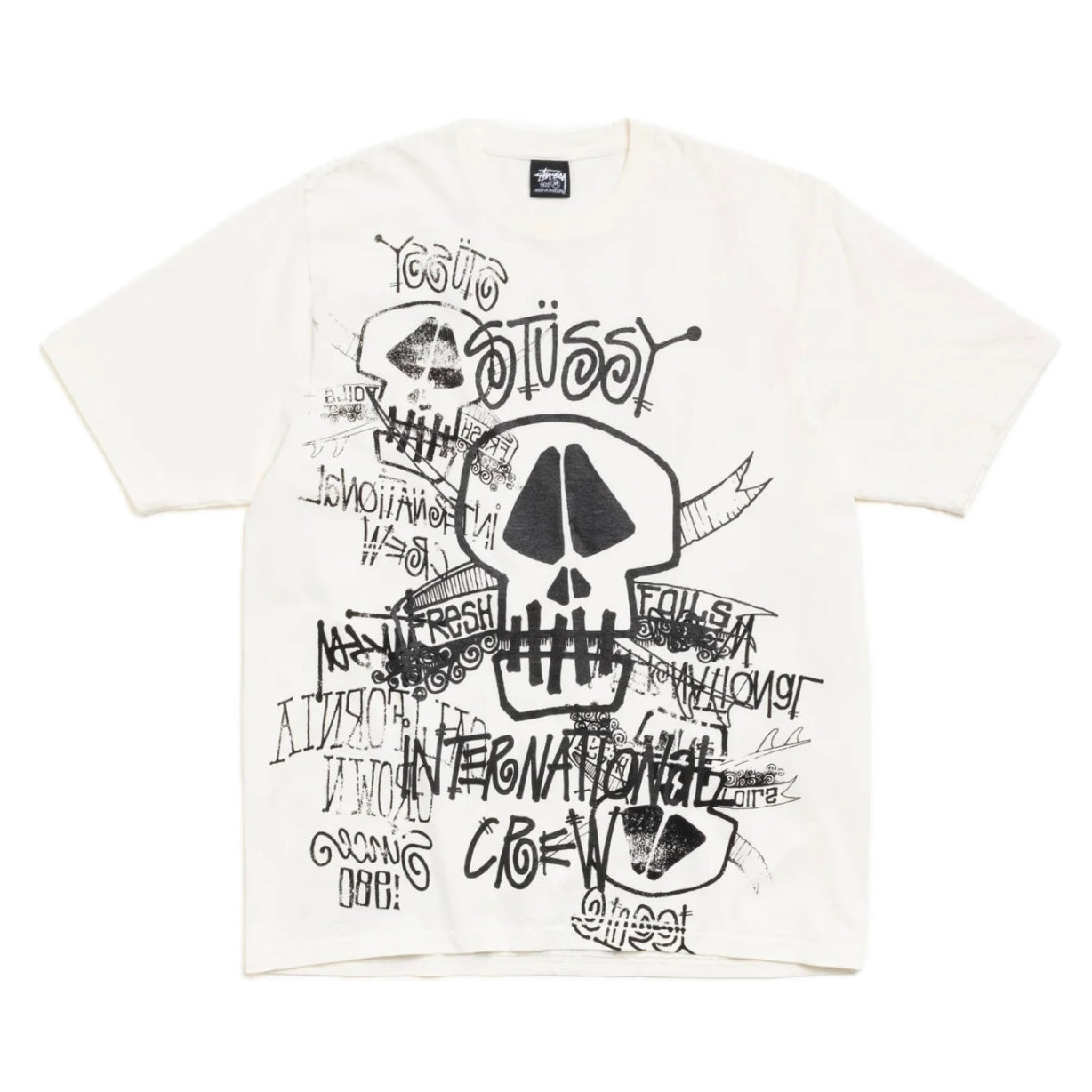 Polera Stussy Skulls Pigment Dyed Natural