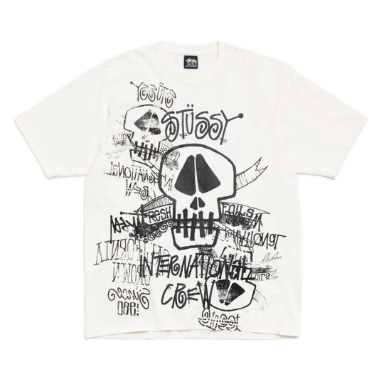 Polera Stussy Skulls Pigment Dyed Natural