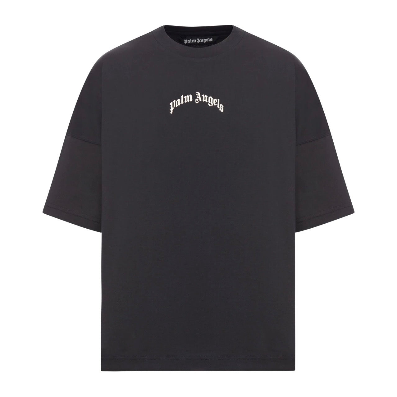 Polera Palm Angels Back Curved Logo Over Black/Off White