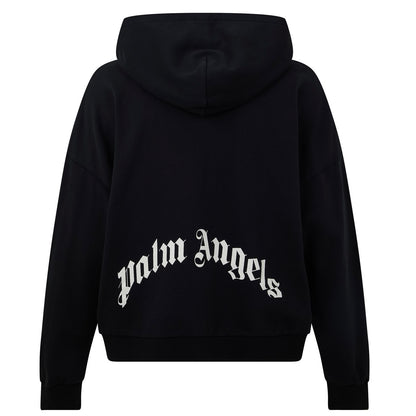Poleron Palm Angels Curved Logo Zip Hoodie Black
