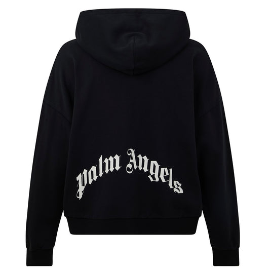 Poleron Palm Angels Curved Logo Zip Hoodie Black