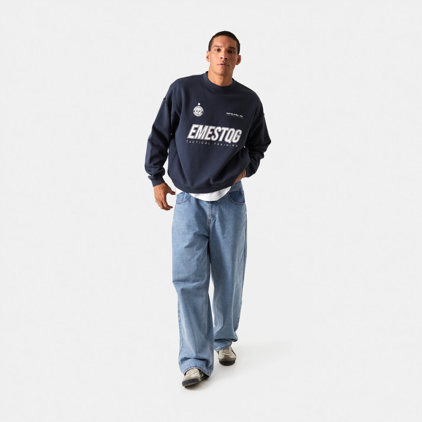 Poleron Eme Studios Tactical Navy Oversized Crewneck
