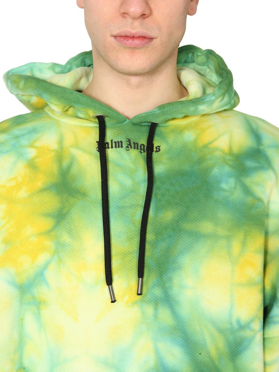 Poleron Palm Angels Green Tie-Dye Logo