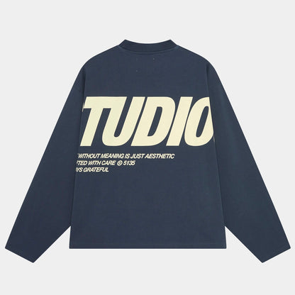 Polera Eme Studios Thrill Navy Long Sleeve Tee