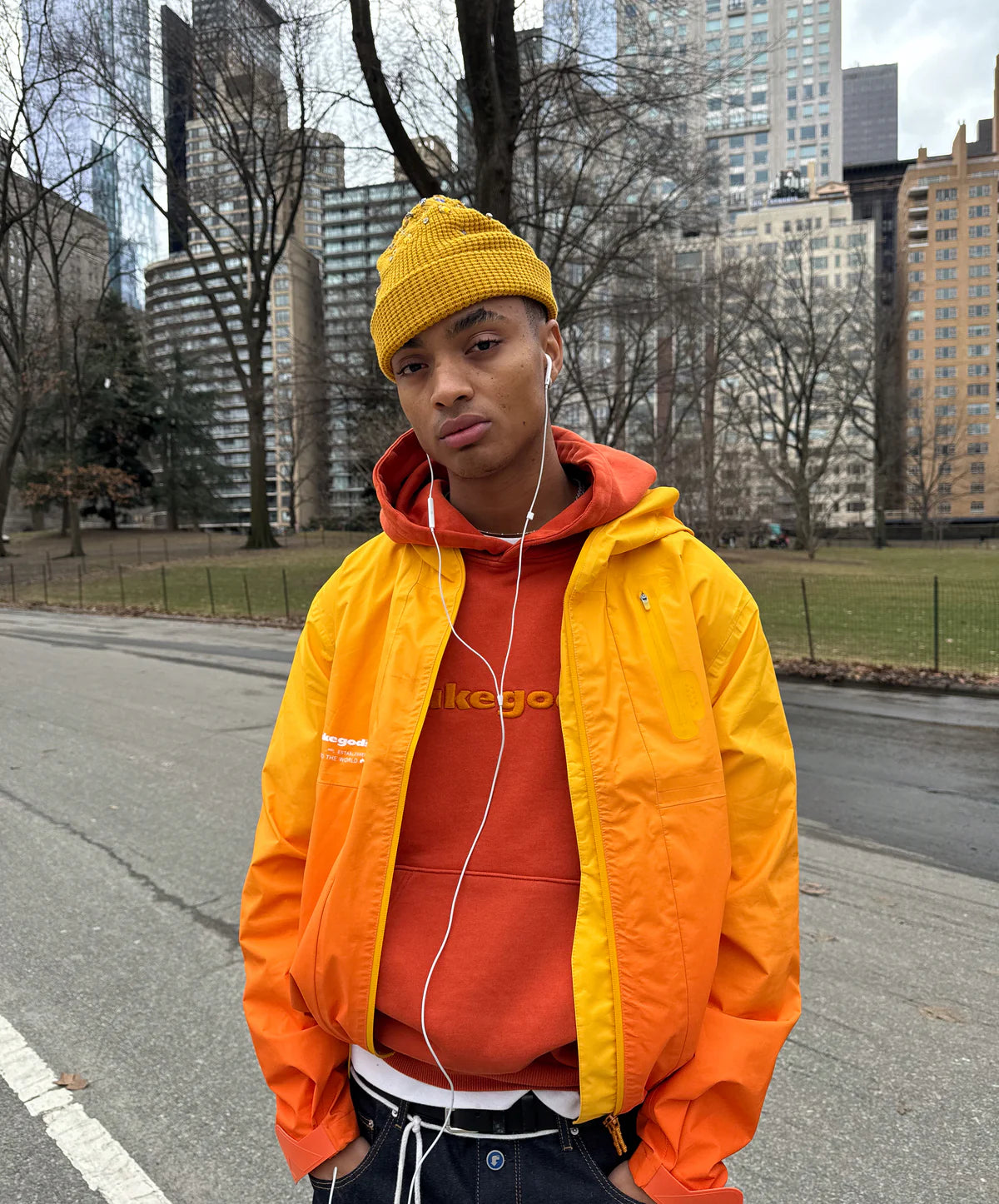 Poleron Fake Gods Logo Washed Orange Hoodie