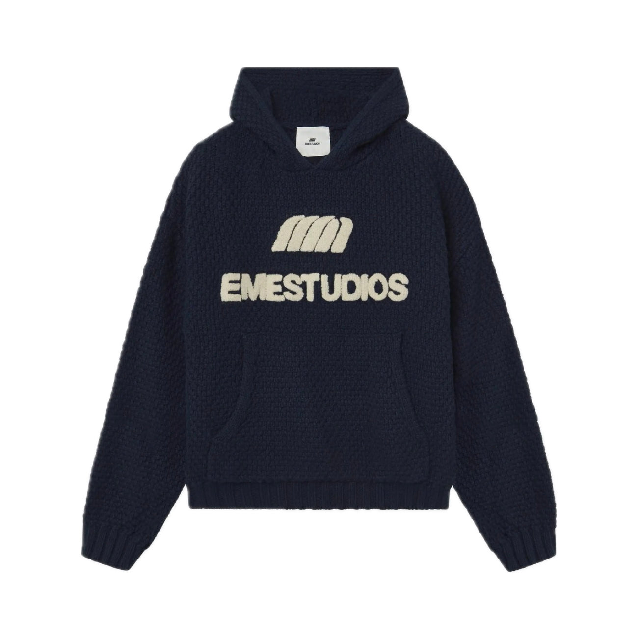Sweater Eme Studios Pidgey Navy Knitted Oversized Hoodie