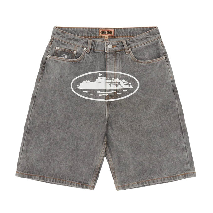 Short Corteiz Alcatraz Baggy Denim Light Grey