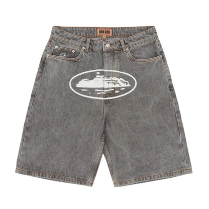 Short Corteiz Alcatraz Baggy Denim Light Grey