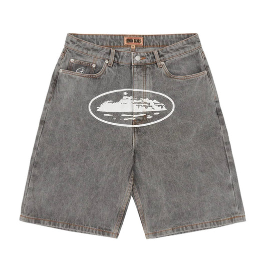 Short Corteiz Alcatraz Baggy Denim Light Grey