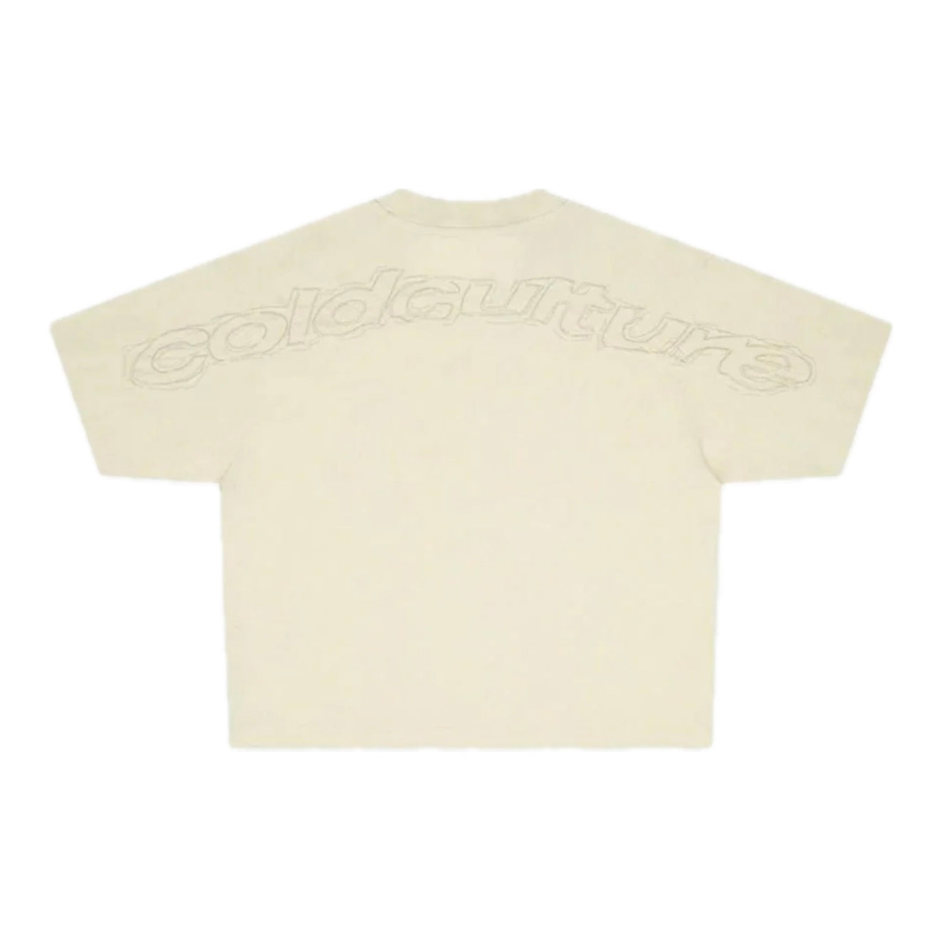 Polera Cold Culture Distress Curved Tee Cream