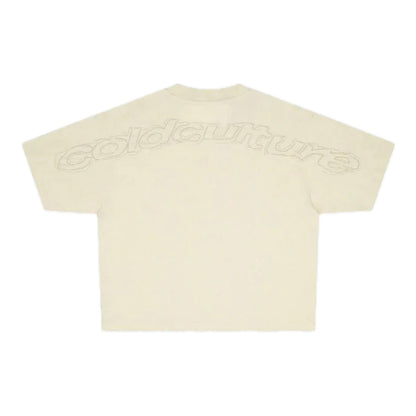 Polera Cold Culture Distress Curved Tee Cream