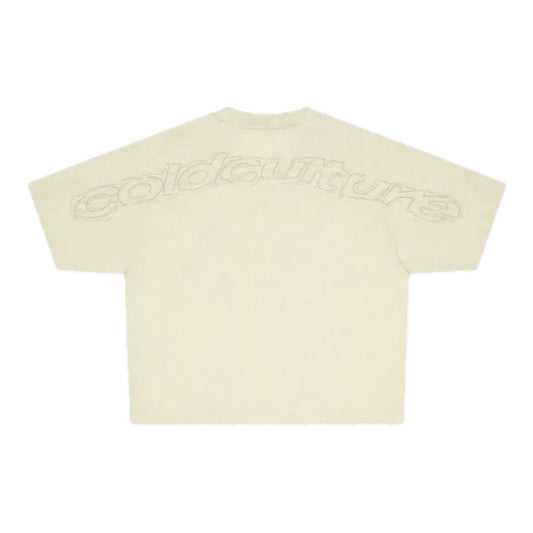 Polera Cold Culture Distress Curved Tee Cream
