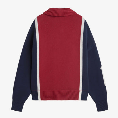 Sweater Gods Brand Alpine Rally Knitted Zipper Red/Navy