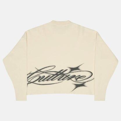 Sweater Cold Culture Sparkly Script Knit Off White