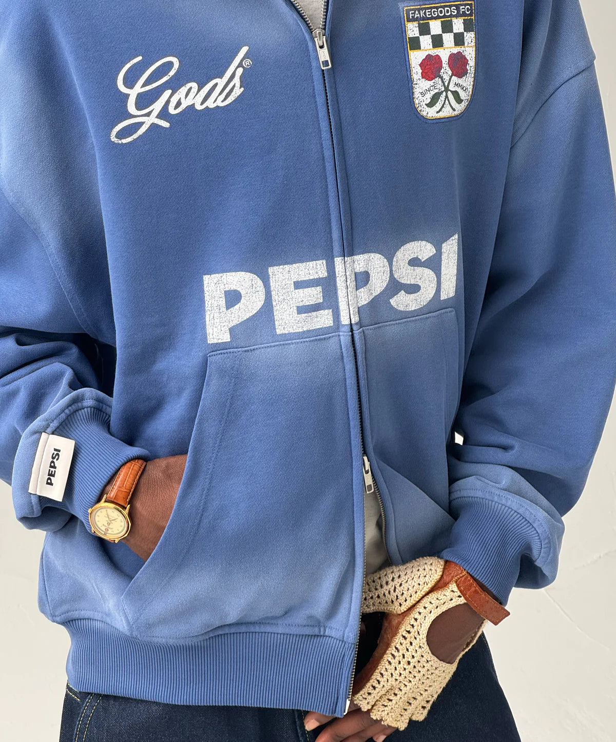 Poleron Fake Gods Track Zipper Blue