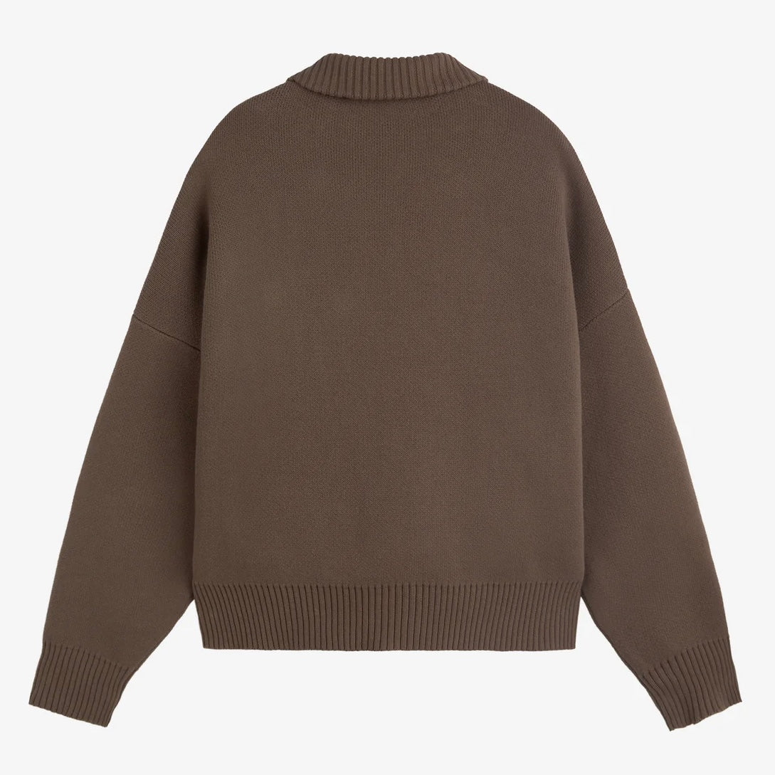 Sweater Fake Gods Racing Knitted Zipper Brown