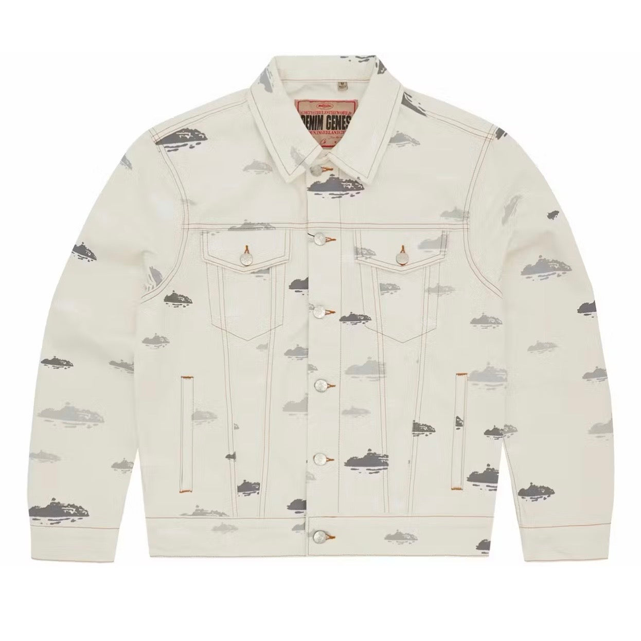 Chaqueta Corteiz Alcatraz Pattern Denim Jacket White