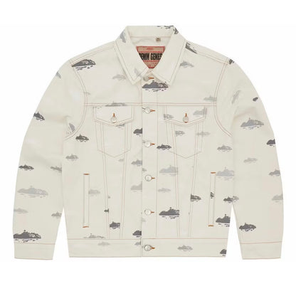 Chaqueta Corteiz Alcatraz Pattern Denim Jacket White