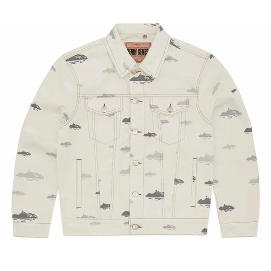 Chaqueta Corteiz Alcatraz Pattern Denim Jacket White