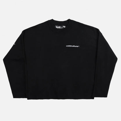 Sweater Cold Culture Furry Script Knit Black