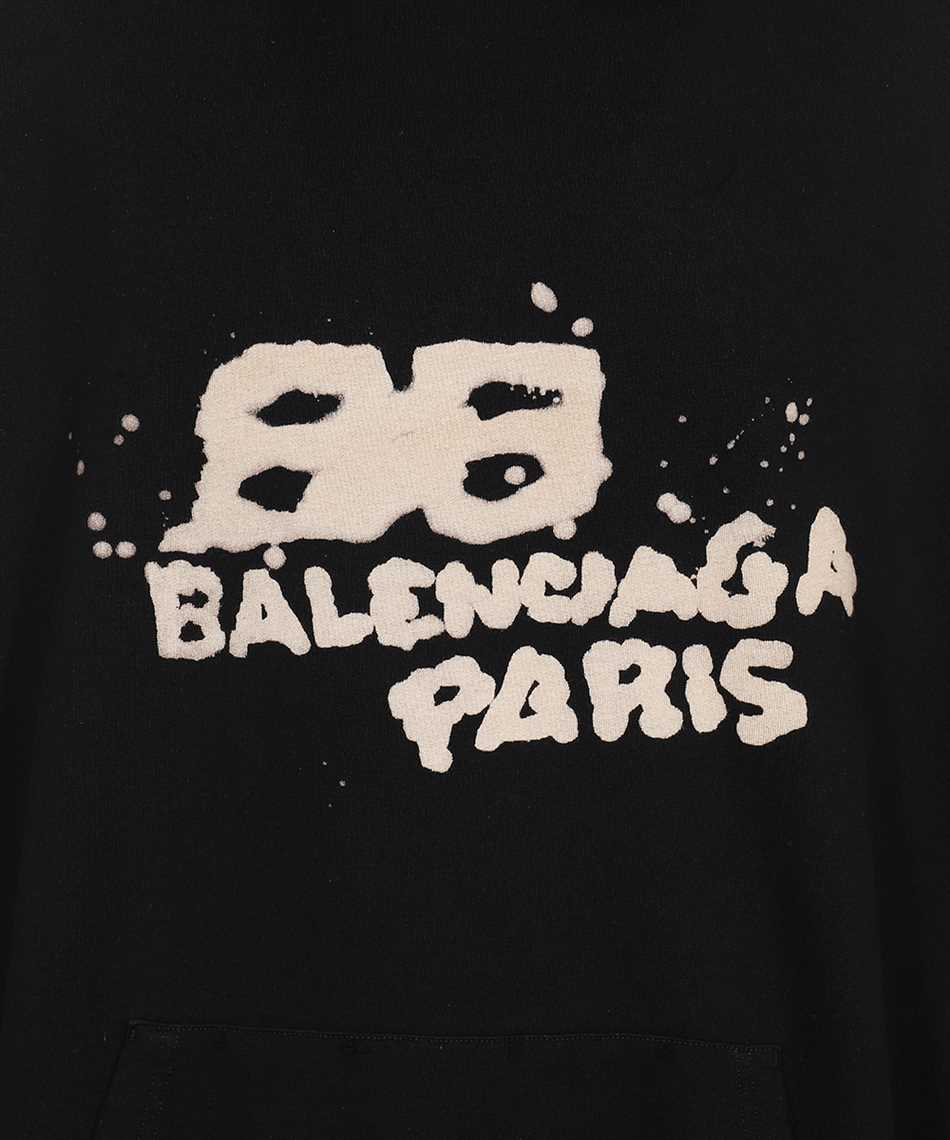 Poleron Balenciaga Oversized Logo Print Hoodie 'Black/Ecru' - M