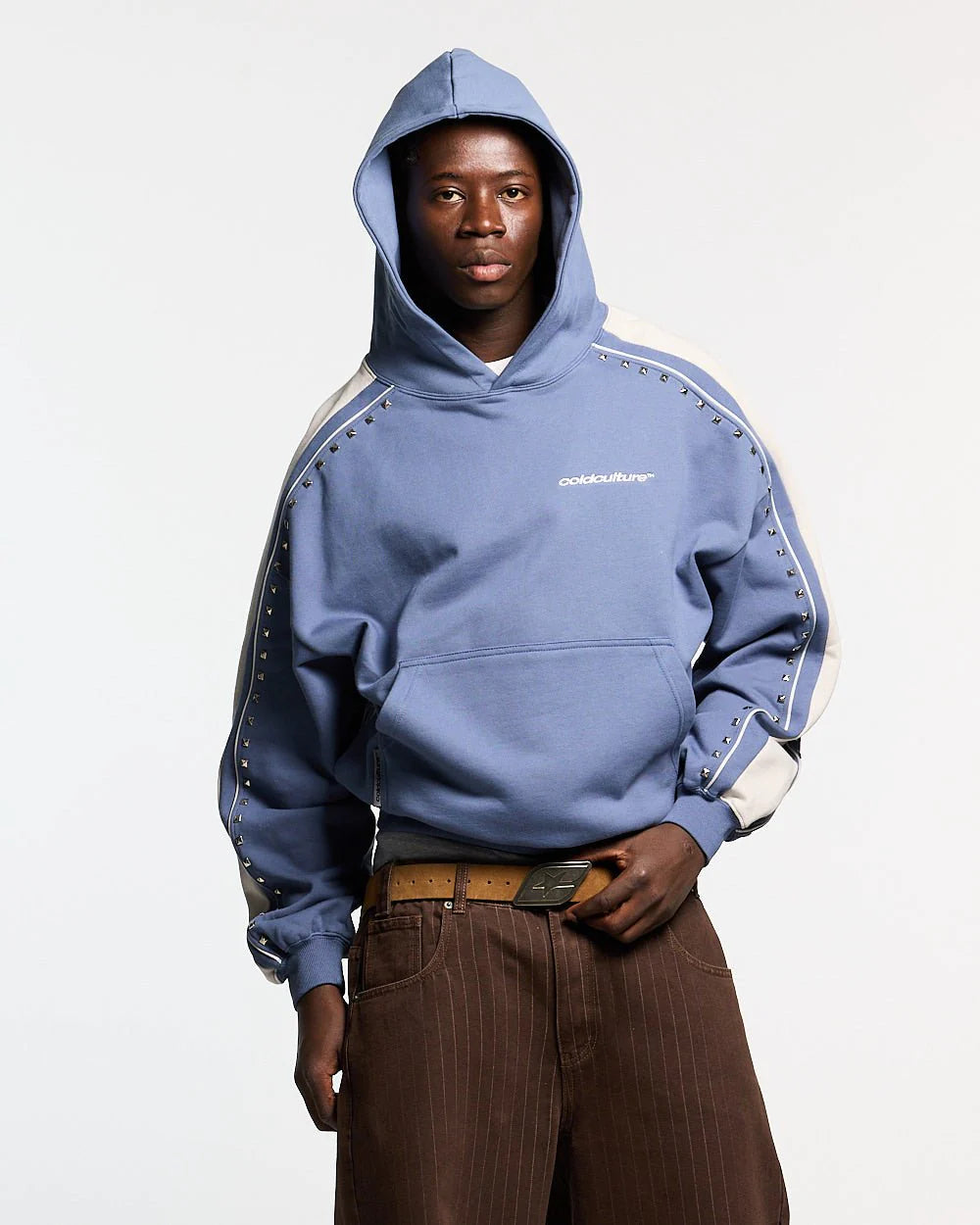 Poleron Cold Culture Script Studs Hoodie Blue