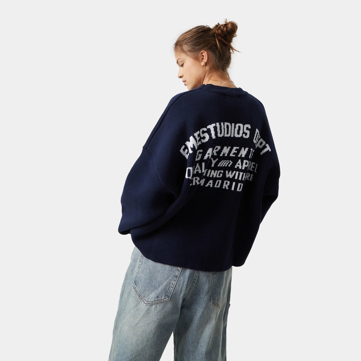 Sweater Eme Studios Department Navy Jacquard Oversized Knit